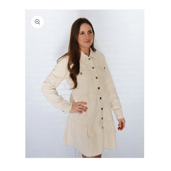 NEW! CORDUROY TIERED DRESS COAT Large NEW - Picture 2 of 5